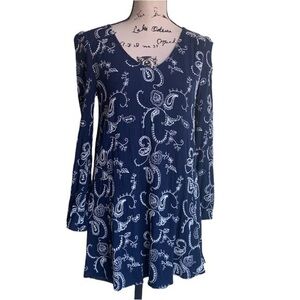 Soprano Navy Embroidered Cut Out Tunic Dress